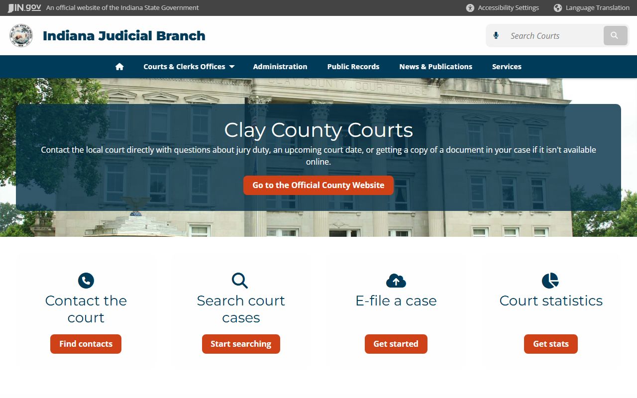 Clay County court records page for dissolution of marriage cases