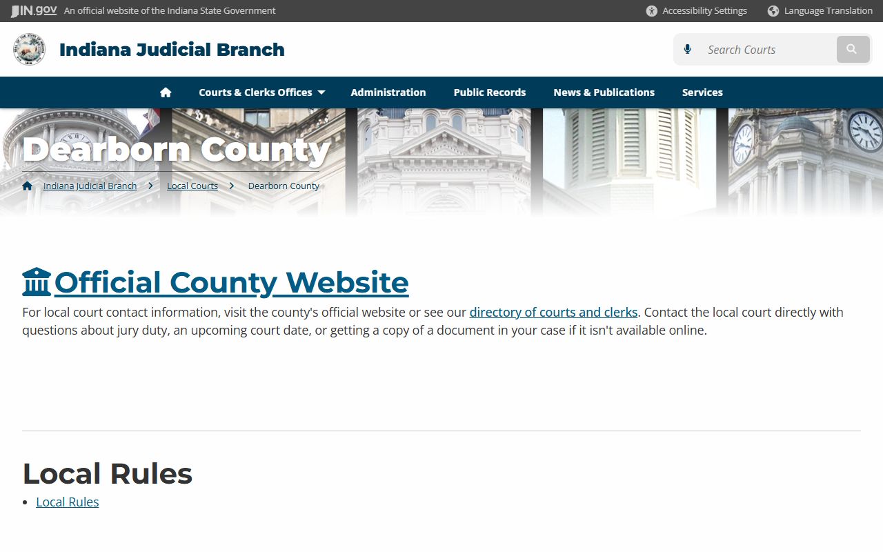 Dearborn County court records dissolution of marriage filing information