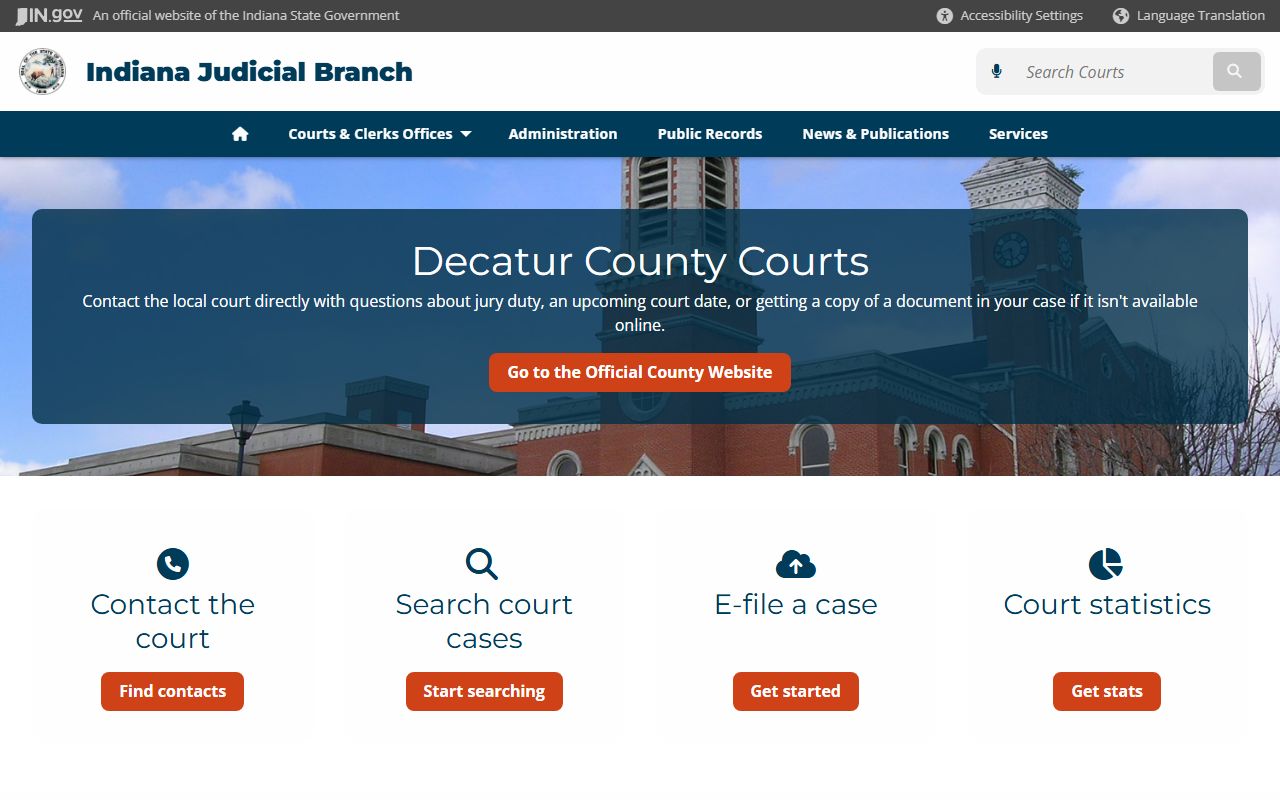 Indiana courts listing for Decatur County dissolution of marriage cases