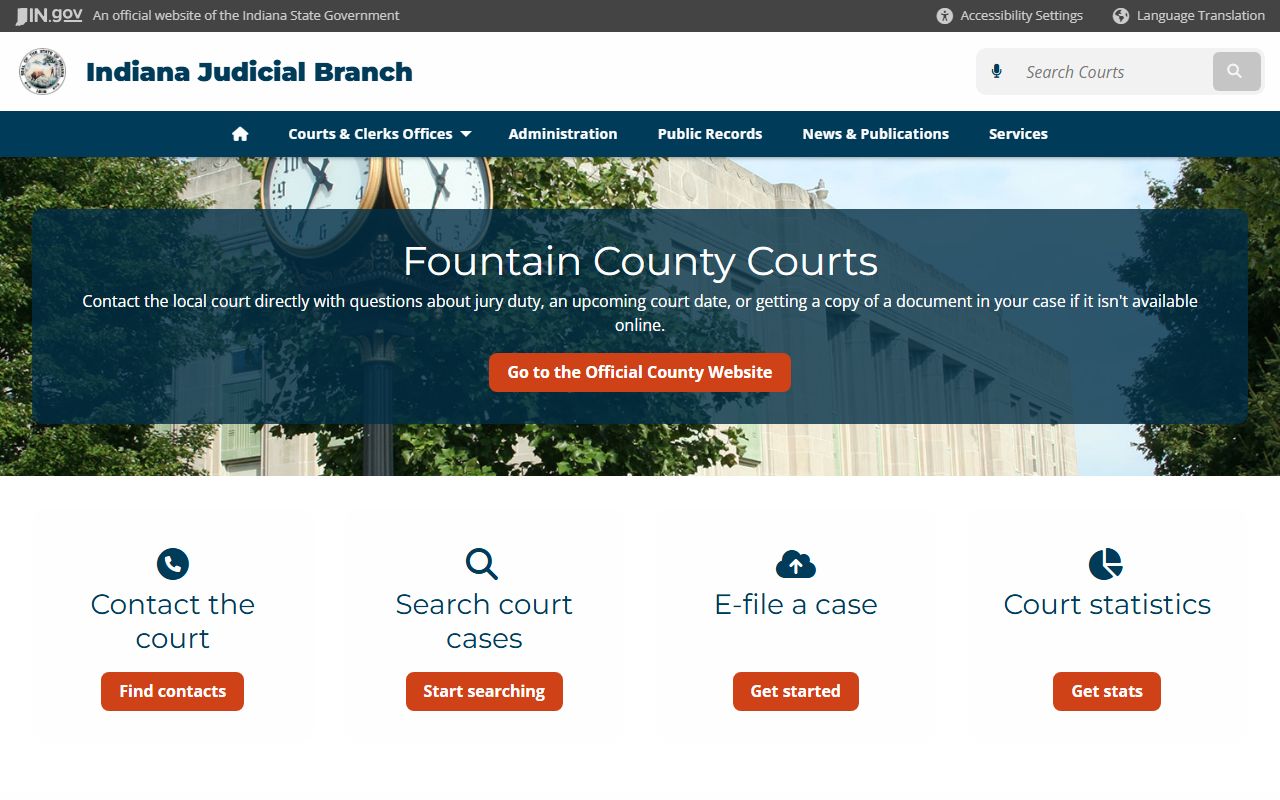 fountain county court records page for dissolution of marriage case search