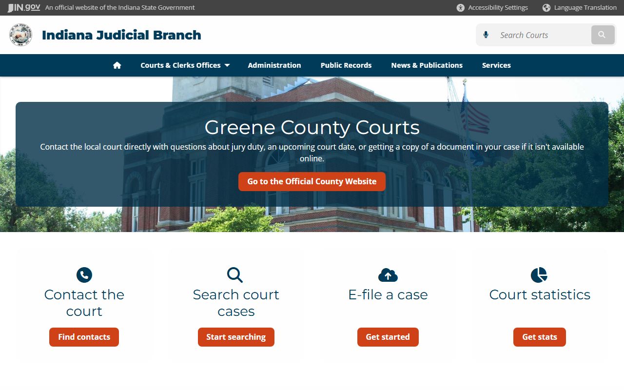 Greene County court records dissolution of marriage case filings in Bloomfield Indiana
