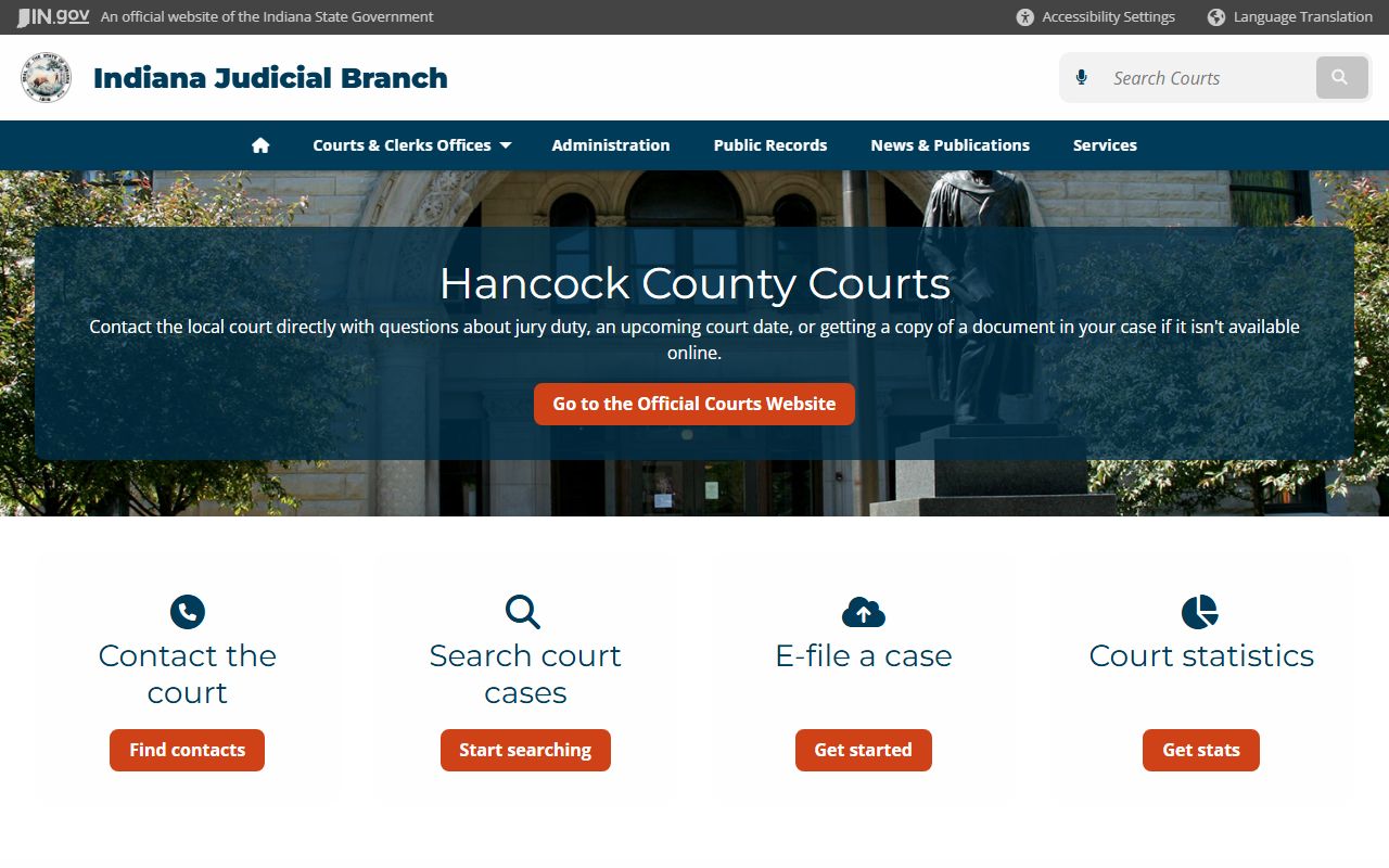 Hancock County court records dissolution of marriage case filings in Greenfield Indiana
