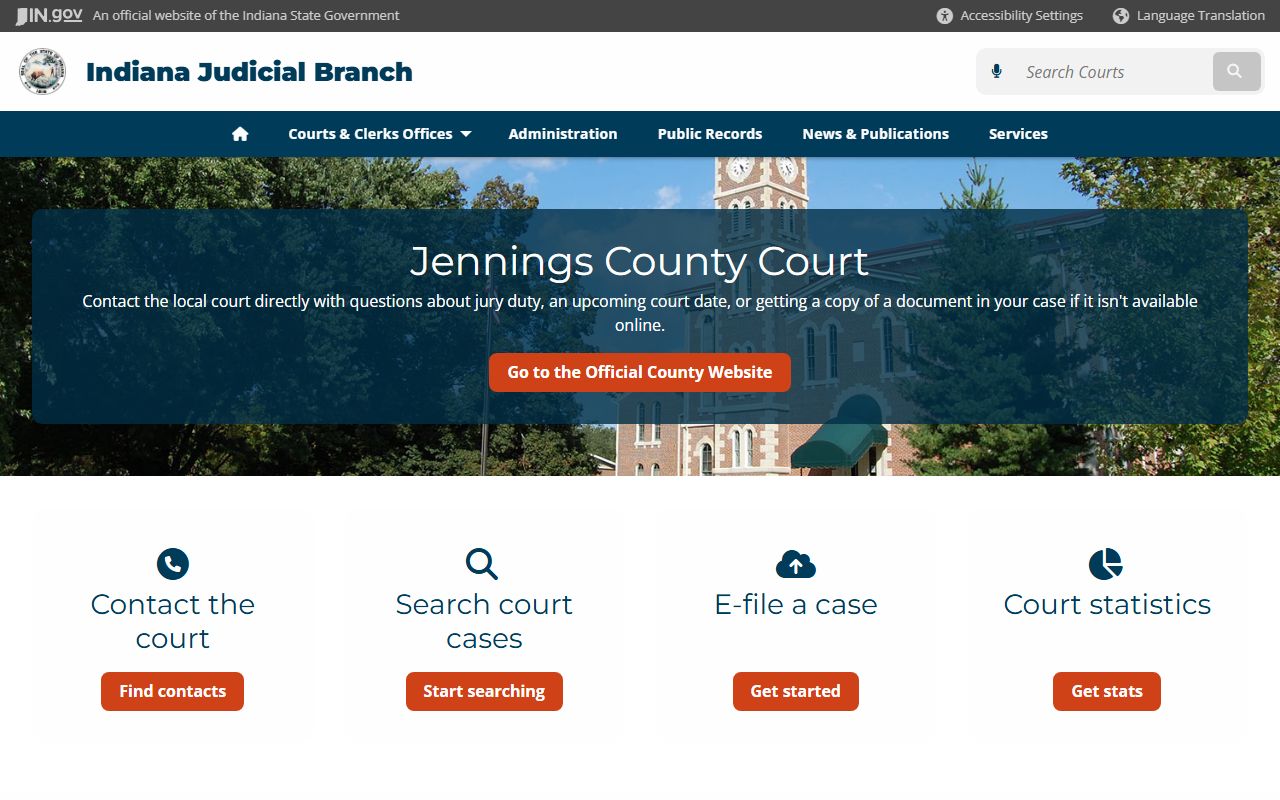 Jennings County dissolution of marriage court records at Indiana courts local directory