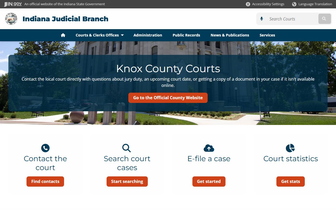 Knox County court records for dissolution of marriage in Vincennes Indiana