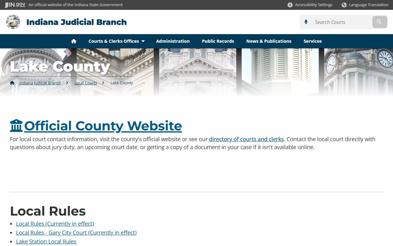 Lake County court records directory for dissolution of marriage in Indiana
