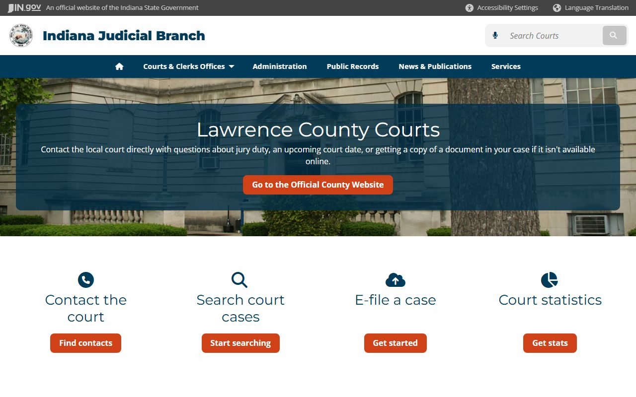 Lawrence County court records directory for dissolution of marriage in Indiana