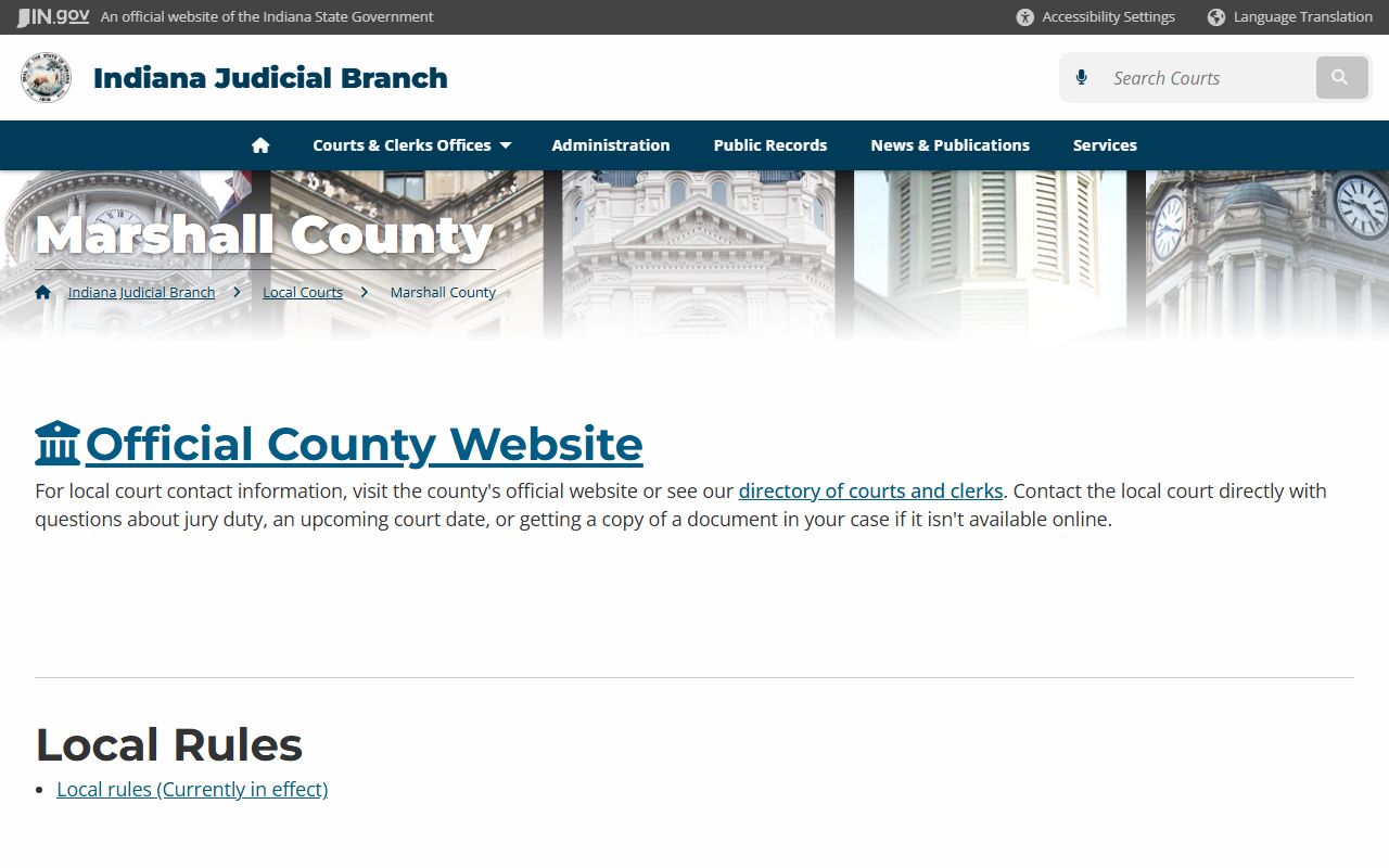 Marshall County court records directory for dissolution of marriage cases in Plymouth Indiana