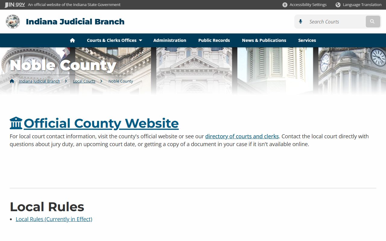Noble County court records for dissolution of marriage