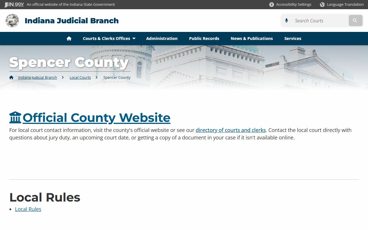 Spencer County court records for dissolution of marriage